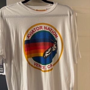 Aviator Nation Unisex White Surfer Logo Tee size XL